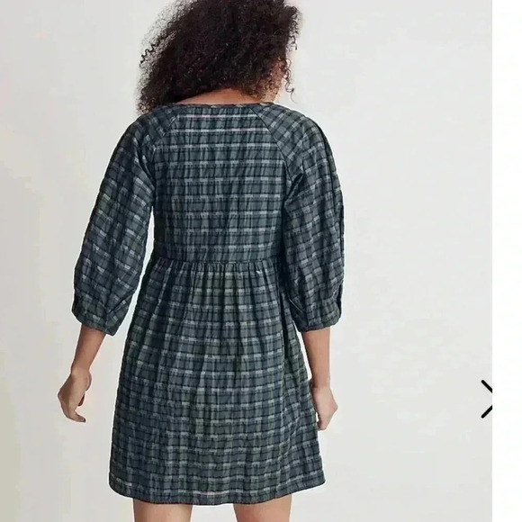 Marianna Puff-Sleeve Mini Dress in Plaid XS - Picture 2 of 6